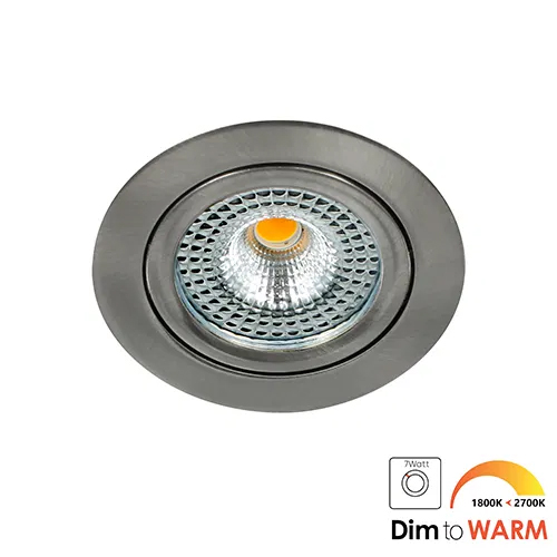 Bella Ondiepe LED spot kantelbaar 7Watt rond NIKKEL IP65 dimbaar - dim to warm - interne driver