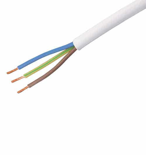 Stroomkabel rond 3x1mm² WIT