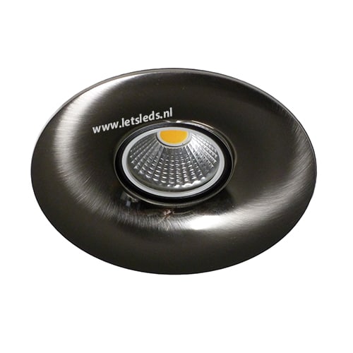 LED spot MR16 COB 5Watt rond NIKKEL dimbaar (12 Volt)