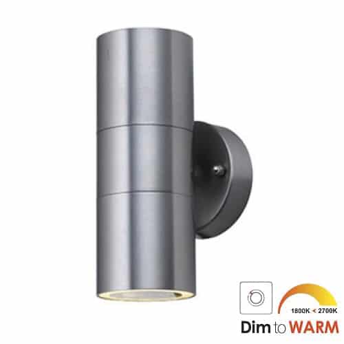 Wandlamp LED 2x7Watt RVS 230Volt IP44 dimbaar