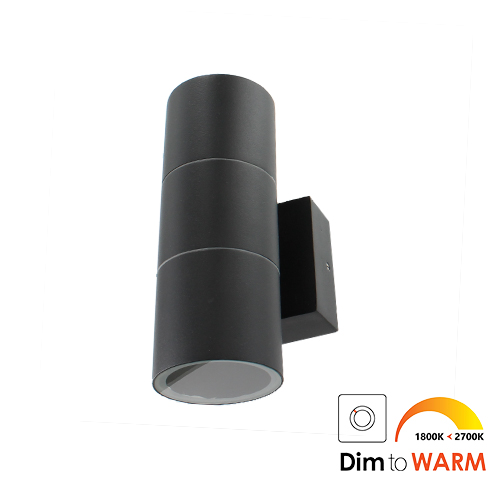 Wandlamp LED 2x7Watt ZWART 230Volt IP65 dimbaar