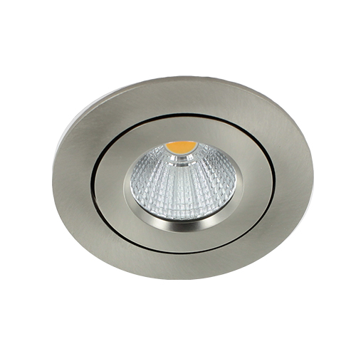 Vorio ondiepe LED spot kantelbaar 8Watt badkamerspot rond NIKKEL IP65 dimbaar