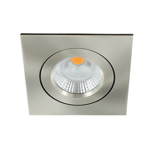 Vorio ondiepe LED spot kantelbaar 8Watt badkamerspot vierkant NIKKEL IP65 dimbaar