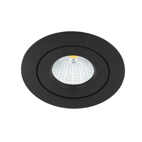 Vorio ondiepe LED spot kantelbaar 8Watt badkamerspot rond ZWART IP65 dimbaar