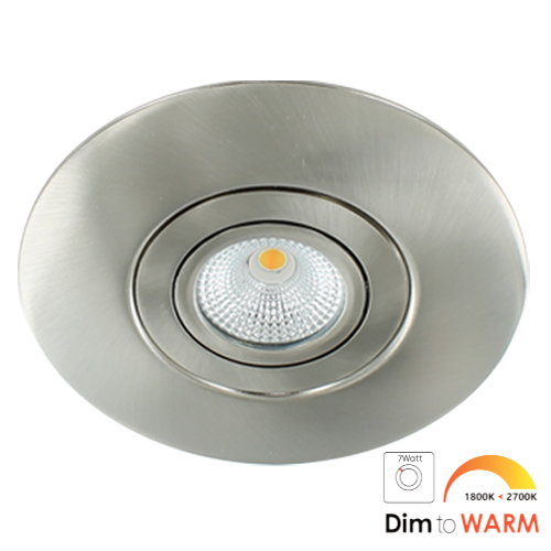 LED spot XXL kantelbaar 7Watt rond NIKKEL IP65 dimbaar - dim to warm