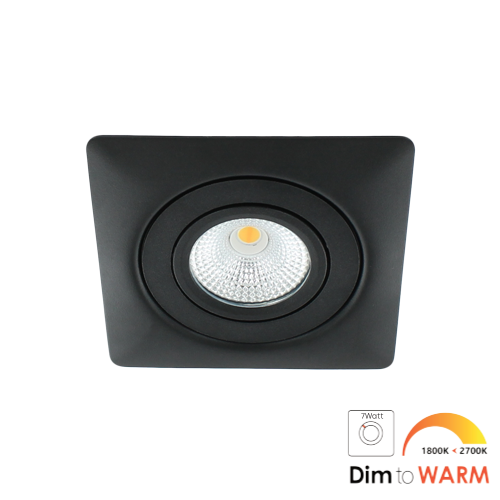 LED spot XL kantelbaar 7Watt vierkant ZWART IP65 dimbaar - dim to warm