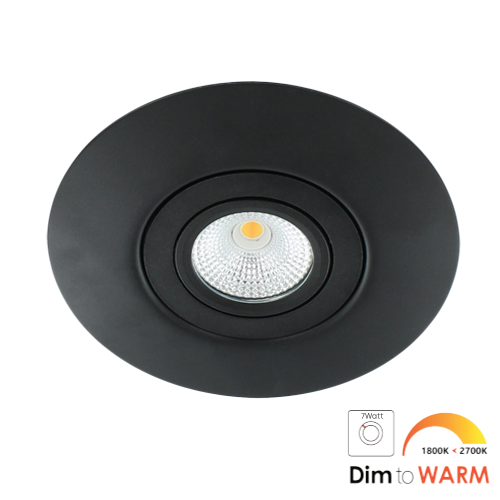 LED spot XXL kantelbaar 7Watt rond ZWART IP65 dimbaar - dim to warm