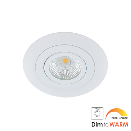 LED spot XL kantelbaar 7Watt rond WIT IP65 dimbaar - dim to warm