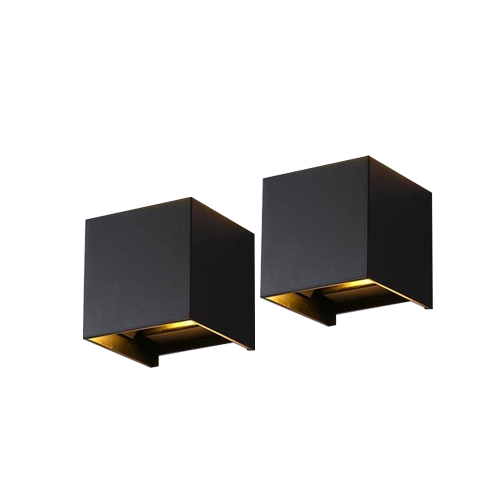 Set 2x Qube Dimbaar Schuttinglamp LED 6Watt ZWART 230Volt IP65