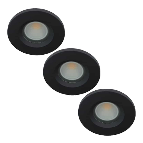 Set 3x Camilla LED spot compleet (incl. lichtbron) GU10 COB 5Watt rond ZWART IP65 dimbaar