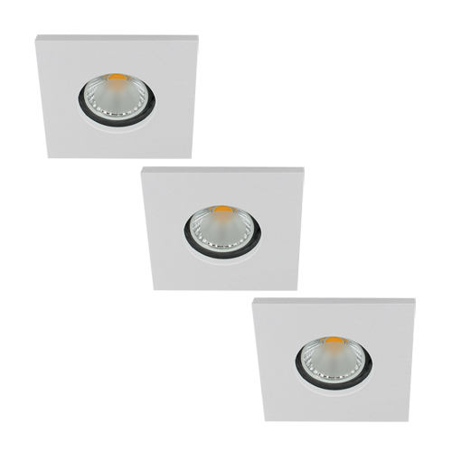 Set 3x Camilla LED spot compleet (incl. lichtbron) GU10 COB 5Watt vierkant WIT IP65 dimbaar