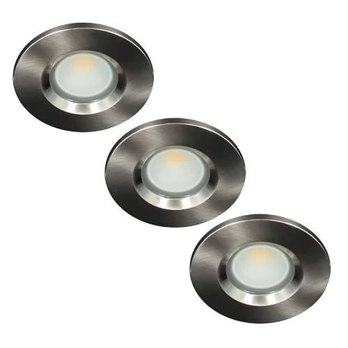 Set 3x Camilla LED spot compleet (incl. lichtbron) GU10 COB 5Watt rond NIKKEL IP65 dimbaar
