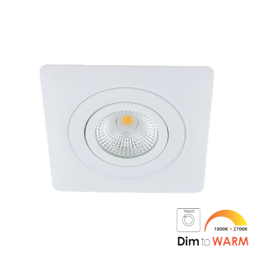 LED spot XL kantelbaar 7Watt vierkant WIT IP65 dimbaar - dim to warm