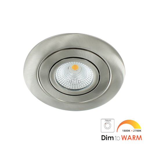 LED spot XL kantelbaar 7Watt rond NIKKEL IP65 dimbaar - dim to warm
