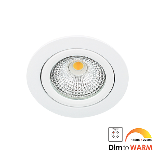 Bella Ondiepe LED spot kantelbaar 7Watt rond WIT IP65 dimbaar - dim to warm