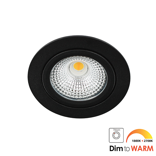 Bella Ondiepe LED spot kantelbaar 7Watt rond ZWART dimbaar - dim to warm