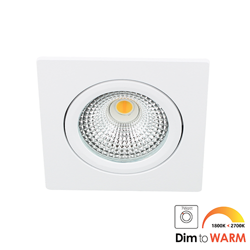 Bella Ondiepe LED spot kantelbaar 7Watt vierkant WIT IP65 dimbaar - dim to warm