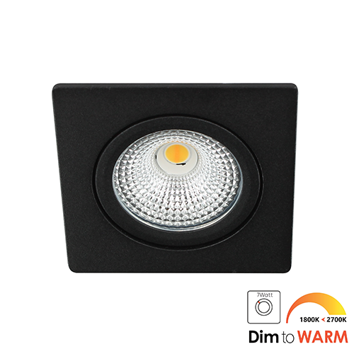 Bella Ondiepe LED spot kantelbaar 7Watt vierkant ZWART IP65 dimbaar - dim to warm