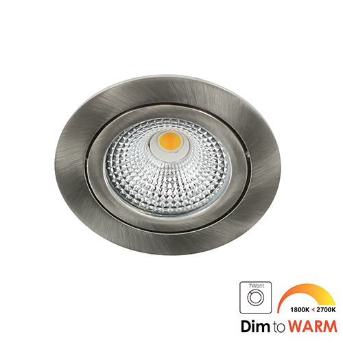 Bella Ondiepe LED spot kantelbaar 7Watt rond NIKKEL IP65 dimbaar - dim to warm