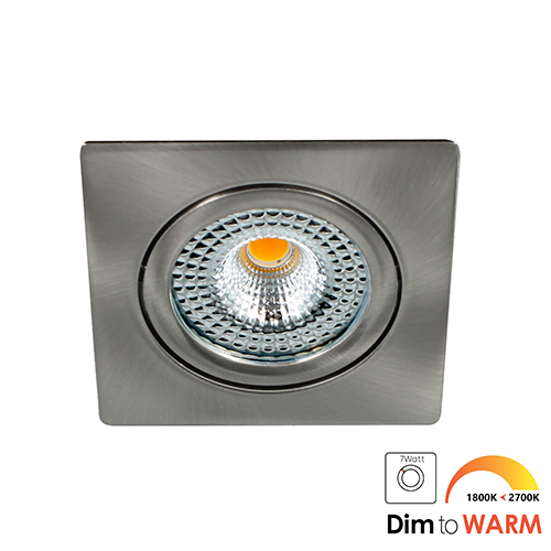 Bella Ondiepe LED spot kantelbaar 7Watt vierkant NIKKEL dimbaar - dim to warm - interne driver