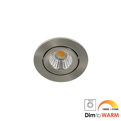 LED mini spot kantelbaar 5Watt rond NIKKEL IP65 dimbaar - dim to warm
