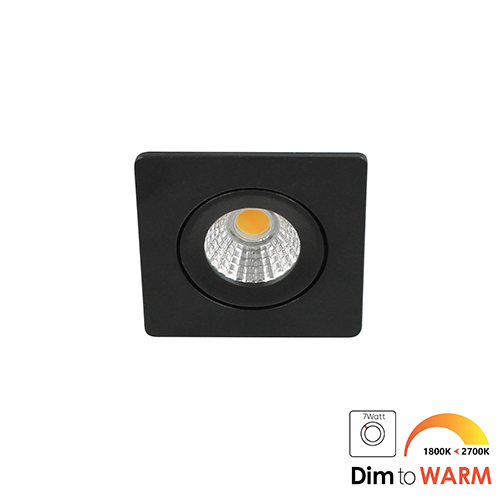 LED mini spot kantelbaar 5Watt vierkant ZWART IP65 dimbaar - dim to warm