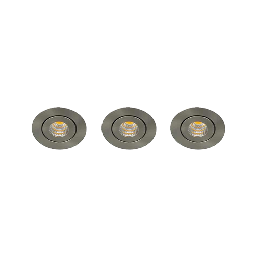 Set 3x Libra LED mini spot kantelbaar 3Watt rond NIKKEL dimbaar