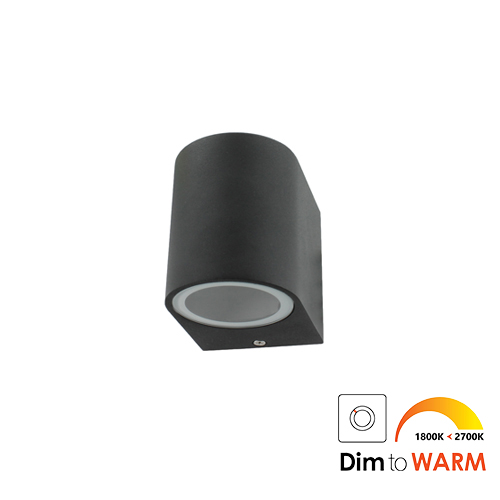 Wandlamp LED 1x7Watt ZWART 230Volt IP44 dimbaar