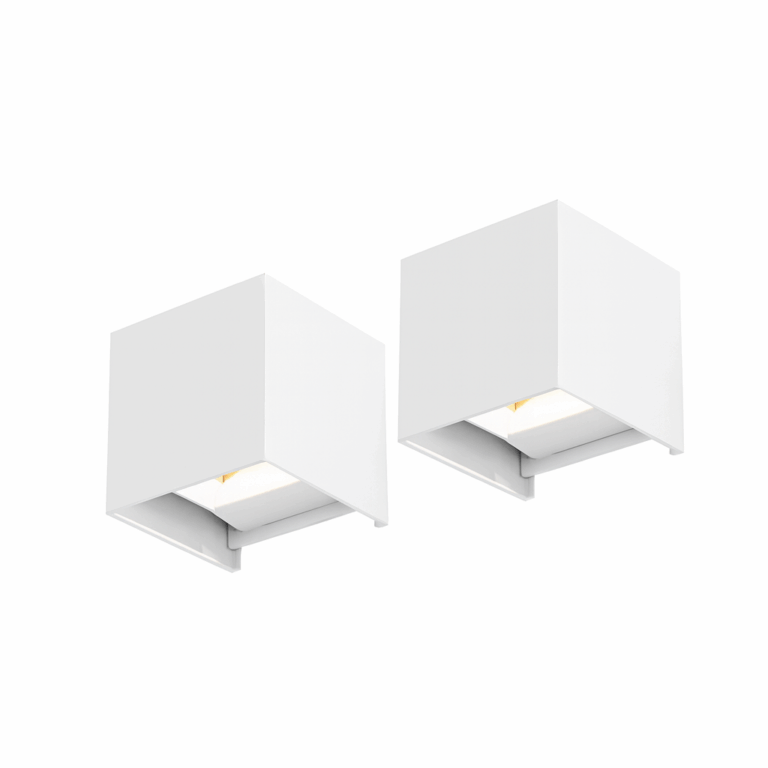 Set 2x Qube Dimbaar Schuttinglamp LED 6Watt WIT 230Volt IP65