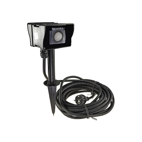Buitenstopcontact 2 voudig met timer IP44 Incl. 3 meter lange kabel