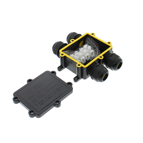 Lasdoos 4-voudig IP68 waterdicht kabelverbinder zwart 10-14mm kabel