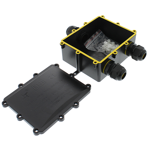 Lasdoos XL 3-voudig IP68 waterdicht kabelverbinder zwart 10-14mm kabel