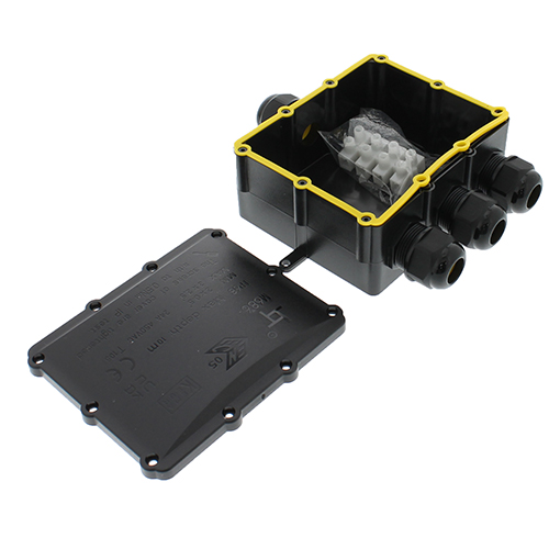 Lasdoos XL 4-voudig IP68 waterdicht kabelverbinder zwart 10-14mm kabel