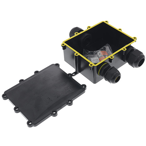 Lasdoos XL 3-voudig IP68 waterdicht kabelverbinder zwart 1x 10-14 en 2x 15-19mm kabel