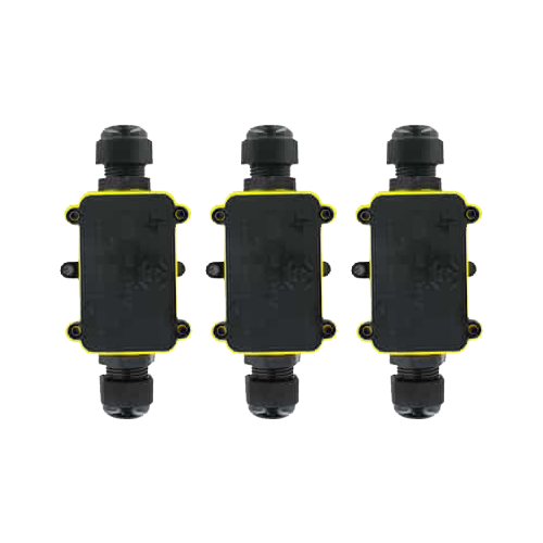 Set 3x Lasdoos 2-voudig IP68 waterdicht kabelverbinder zwart 9-12mm kabel