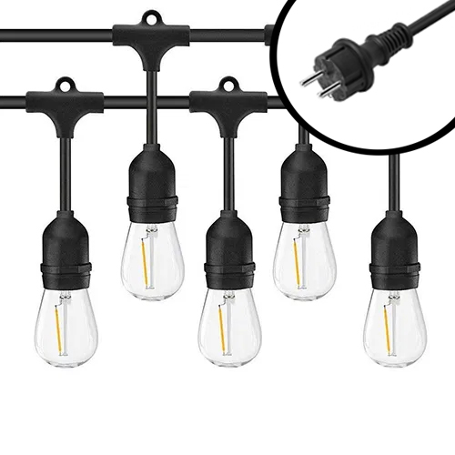 10m Arena LED Prikkabel - IP65 Lichtsnoer Buiten - koppelbaar - Lampjes Slinger - inclusief 10x E27 lampen - Incl. Stekker