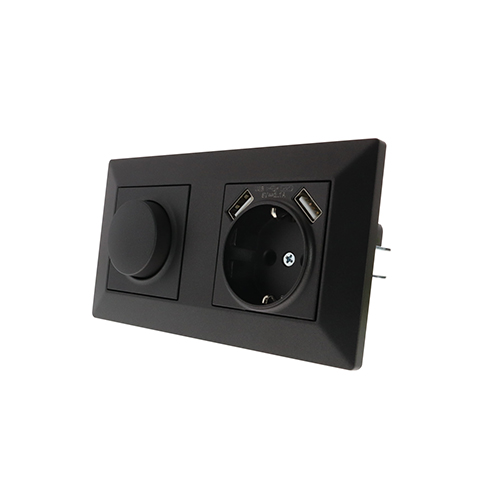Nero LED dimmer en stopcontact met 2x USB combinatie compleet (met wissel schakeling mogelijkheid)
