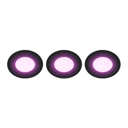 Set 3x - Mondo ondiepe inbouwspot - White & Color - rond ZWART 8Watt IP65 - Zigbee 3