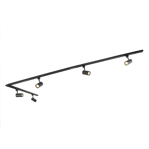 Jimmy LED railverlichting 1-fase met 5X3W spots ZWART dimbaar IP20