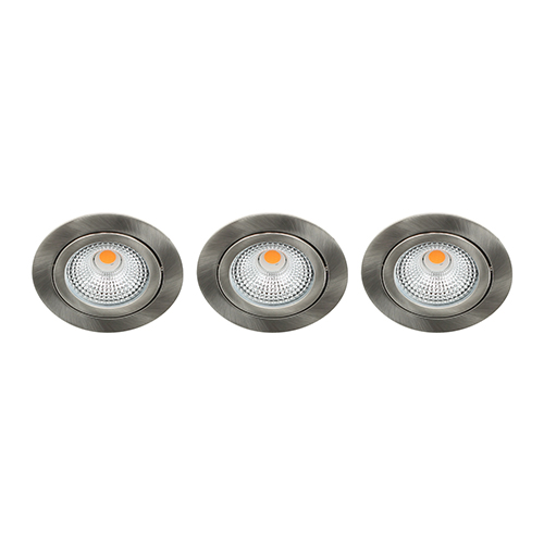 Set 3x Bella Ondiepe LED spot kantelbaar 5Watt rond NIKKEL IP65 dimbaar