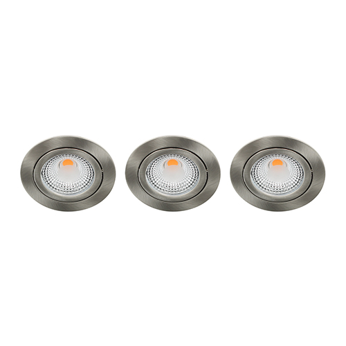 Set 3x Bella Ondiepe LED spot kantelbaar 5Watt rond NIKKEL IP65 dimbaar