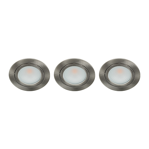 Set 3x Bella Ondiepe LED spot kantelbaar 5Watt rond NIKKEL IP65 dimbaar