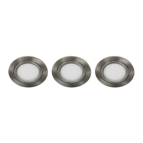 Set 3x Bella Ondiepe LED spot kantelbaar 5Watt rond NIKKEL IP65 dimbaar - interne driver