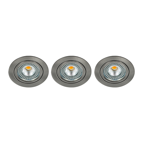 Set 3x Bella Ondiepe LED spot kantelbaar 5Watt rond NIKKEL IP65 dimbaar - interne driver