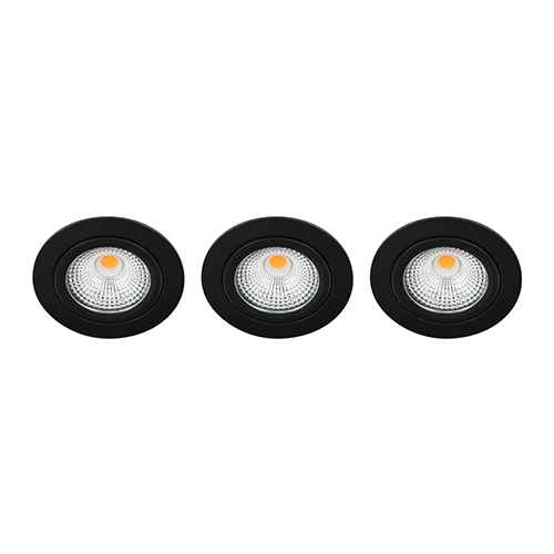 Set 3x Bella Ondiepe LED spot kantelbaar 5Watt rond ZWART IP65 dimbaar