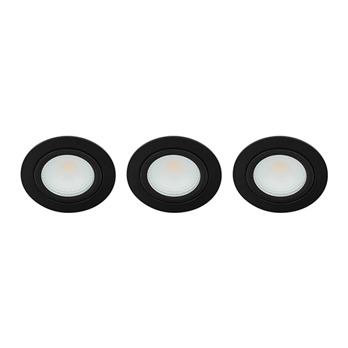 Set 3x Bella Ondiepe LED spot kantelbaar 5Watt rond ZWART IP65 dimbaar