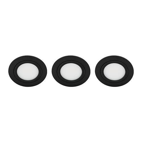 Set 3x Bella Ondiepe LED spot kantelbaar 5Watt rond ZWART IP65 dimbaar - interne driver