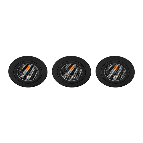 Set 3x Bella Ondiepe LED spot kantelbaar 5Watt rond ZWART IP65 dimbaar