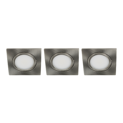 Set 3x Bella Ondiepe LED spot kantelbaar 5Watt vierkant NIKKEL IP65 dimbaar - interne driver