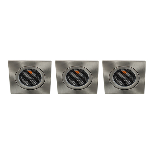 Set 3x Bella Ondiepe LED spot kantelbaar 5Watt vierkant NIKKEL IP65 dimbaar